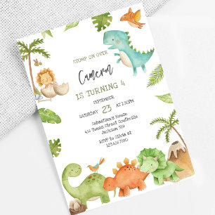 Invitación de cumpleaños de dinosaurios para niños
