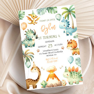 Invitación de cumpleaños de dinosaurios para niños