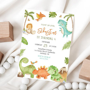 Invitación de cumpleaños de dinosaurios para niños
