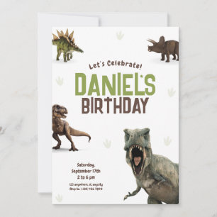 Invitación de cumpleaños de dinosaurios realistas