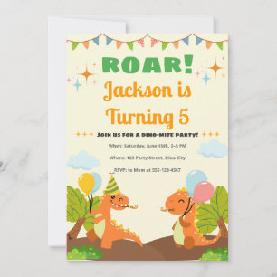 Invitación de cumpleaños de dinosaurios roares edi