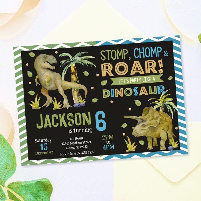 Invitación de cumpleaños de dinosaurios | T-rex |  (Subido por el creador)
