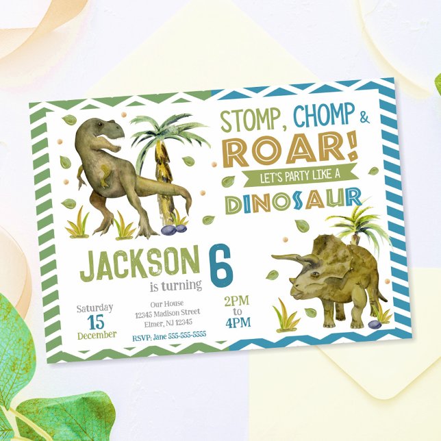 Invitación de cumpleaños de dinosaurios | T-rex |  (Subido por el creador)