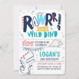 Invitación de cumpleaños de dinosaurios TREX Roar 