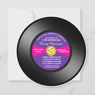 Invitación de cumpleaños de disco de vinilo de eti