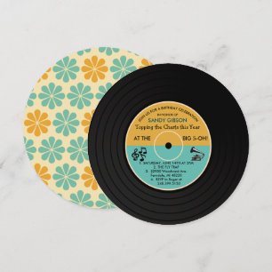Invitación de cumpleaños de disco de vinilo retro 