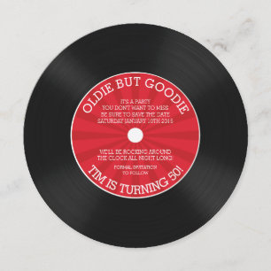 Invitación de cumpleaños de disco de vinilo retro