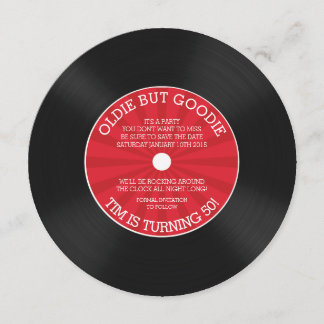 Invitación de cumpleaños de disco de vinilo retro