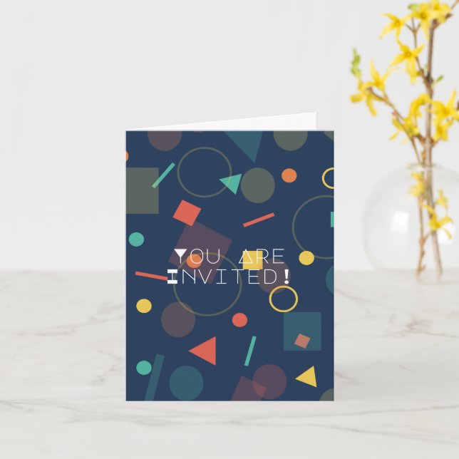 Invitación de cumpleaños de diseño geométrico popu (flor amarilla)