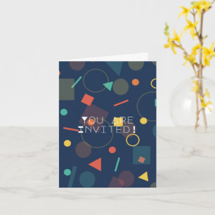 Invitación de cumpleaños de diseño geométrico popu
