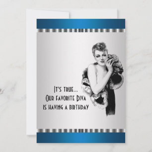 Invitación de cumpleaños de Diva Verde Teal