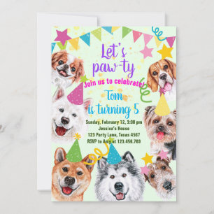 Invitación de cumpleaños de Dog fiesta
