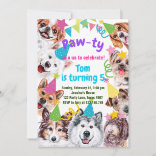 Invitación de cumpleaños de Dog fiesta