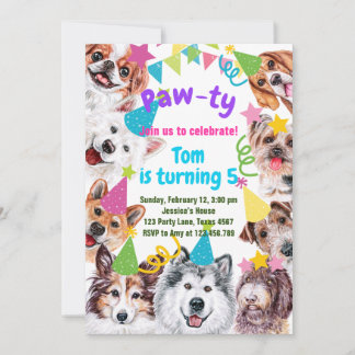 Invitación de cumpleaños de Dog fiesta