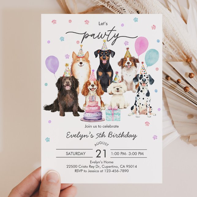 Invitación de cumpleaños de Dog Puppy Pawty (Subido por el creador)