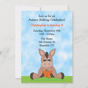 Invitación de cumpleaños de Donkey al otoño para n