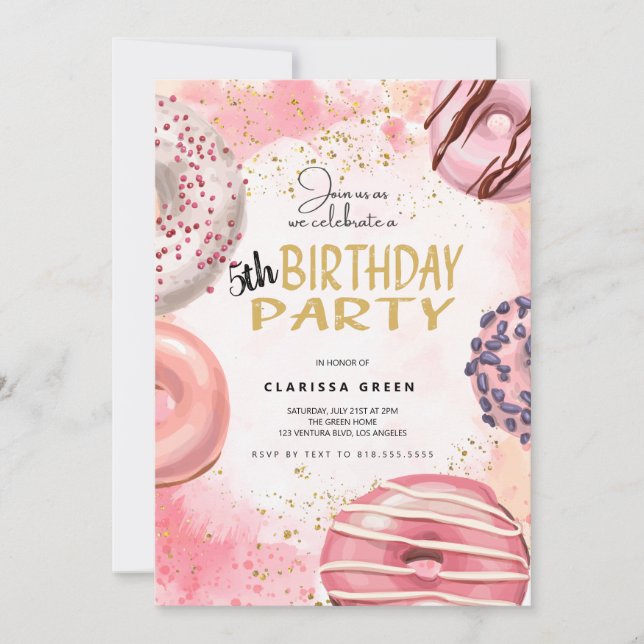 Invitación de cumpleaños de Donut (Anverso)