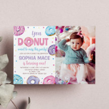 Invitación de cumpleaños de Donut 1 Dulce uno