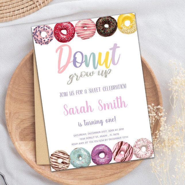 Invitación de cumpleaños de donut amarillo (Yellow Donut Invitations)