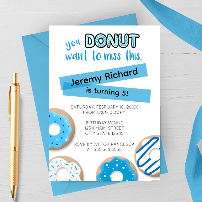 Invitación de cumpleaños de donut azul (Subido por el creador)