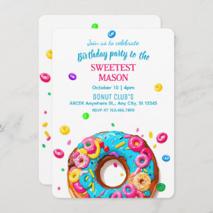 invitación de cumpleaños de donut dulce