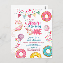 Invitación de cumpleaños de Donut Dulce 1 UNO