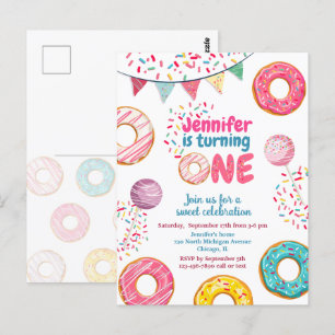 Invitación de cumpleaños de Donut Dulce 1 UNO