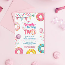 Invitación de cumpleaños de Donut Dulce DOS