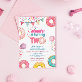 Invitación de cumpleaños de Donut Dulce DOS