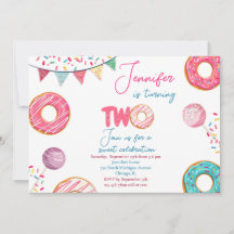 Invitación de cumpleaños de Donut Dulce DOS