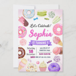 Invitación de cumpleaños de Donut, dulce dulce dul