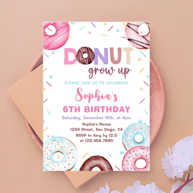 Invitación de cumpleaños de Donut Grove Up Waterco (Subido por el creador)