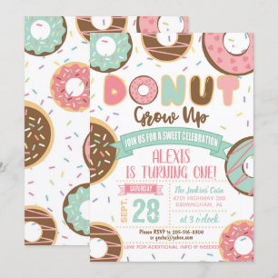 Invitación de cumpleaños de Donut Grow Up