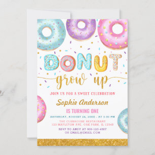 Invitación de cumpleaños de Donut Grow Up