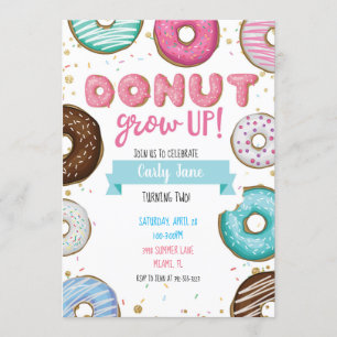 Invitación de cumpleaños de Donut Grow Up