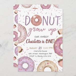 Invitación de cumpleaños de Donut Grow Up Chica
