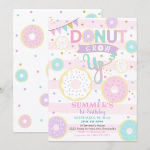 Invitación de cumpleaños de Donut Grow Up - Chica