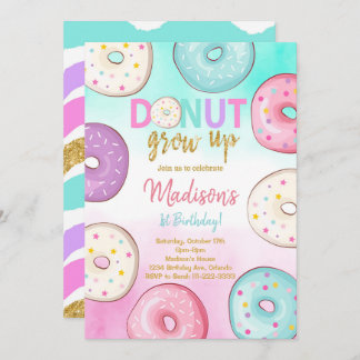 Invitación de cumpleaños de Donut Grow Up Kids