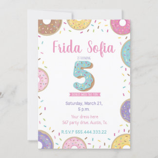Invitación de cumpleaños de Donut, invitación de c