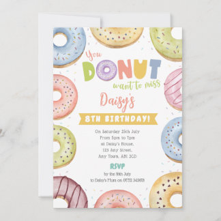 Invitación de Cumpleaños de Donut Pastel - No Quie