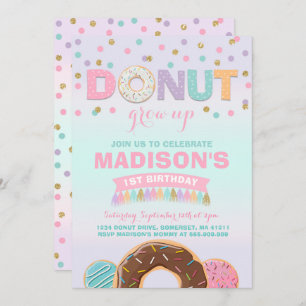 Invitación de cumpleaños de Donut que crece Fiesta