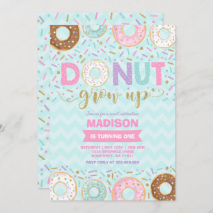 Invitación de cumpleaños de Donut que crece Fiesta
