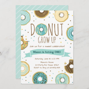 Invitación de cumpleaños de Donut que crece Fiesta