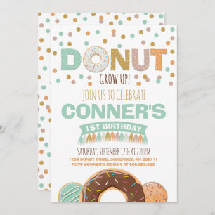 Invitación de cumpleaños de Donut que crece Fiesta