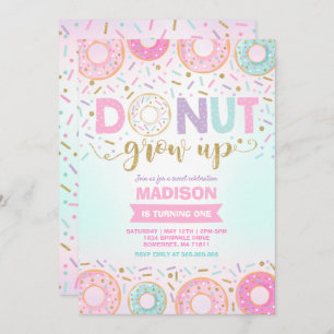 Invitación de cumpleaños de Donut que crece Fiesta