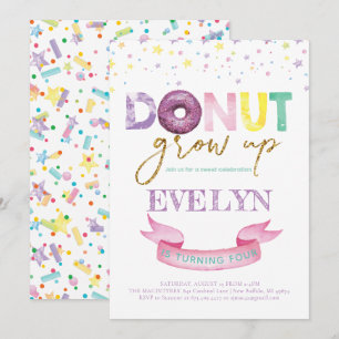 Invitación de cumpleaños de Donut que crece Fiesta
