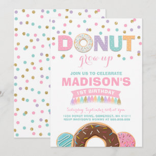 Invitación de cumpleaños de Donut que crece Fiesta