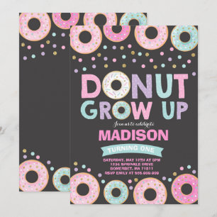 Invitación de cumpleaños de Donut que crece Fiesta
