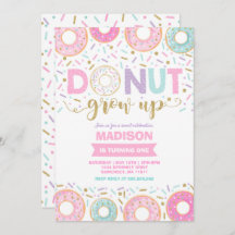 Invitación de cumpleaños de Donut que crece Fiesta