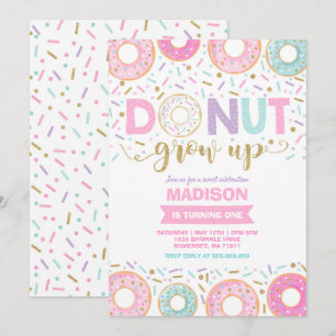 Invitación de cumpleaños de Donut que crece Fiesta